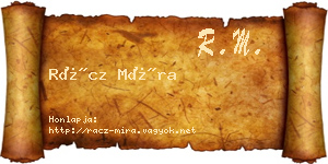 Rácz Míra névjegykártya